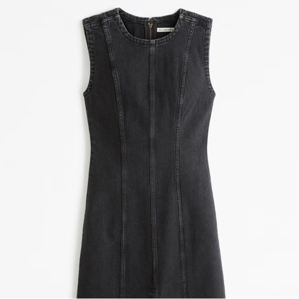NWT Women's Abercrombie & Fitch Shell Denim Mini Dress in Black - XL TALL